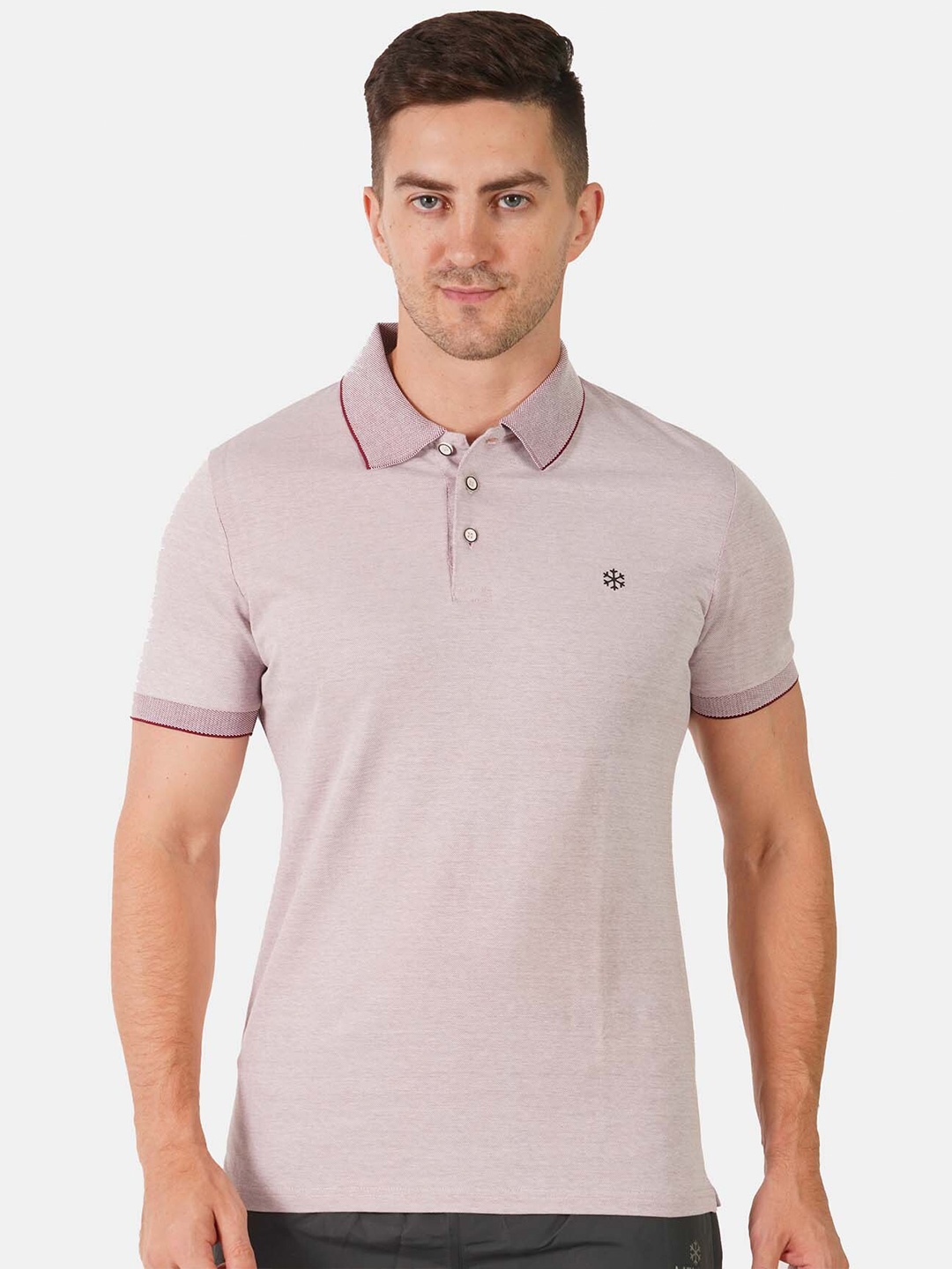 

MEMEN Men Brown Polo Collar Cotton T-shirt
