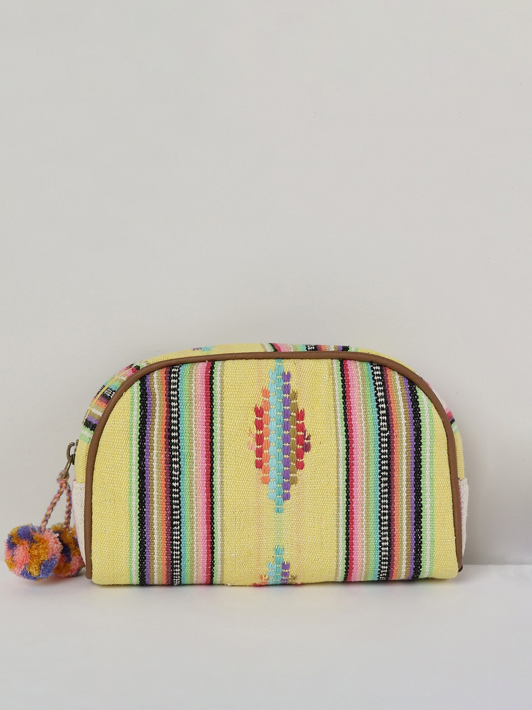 

max Women Embroidered Zip Closure Pouch, Yellow