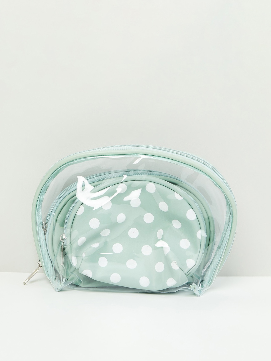

max Women Set of 3 Printed Zip-Closure Pouch, Green