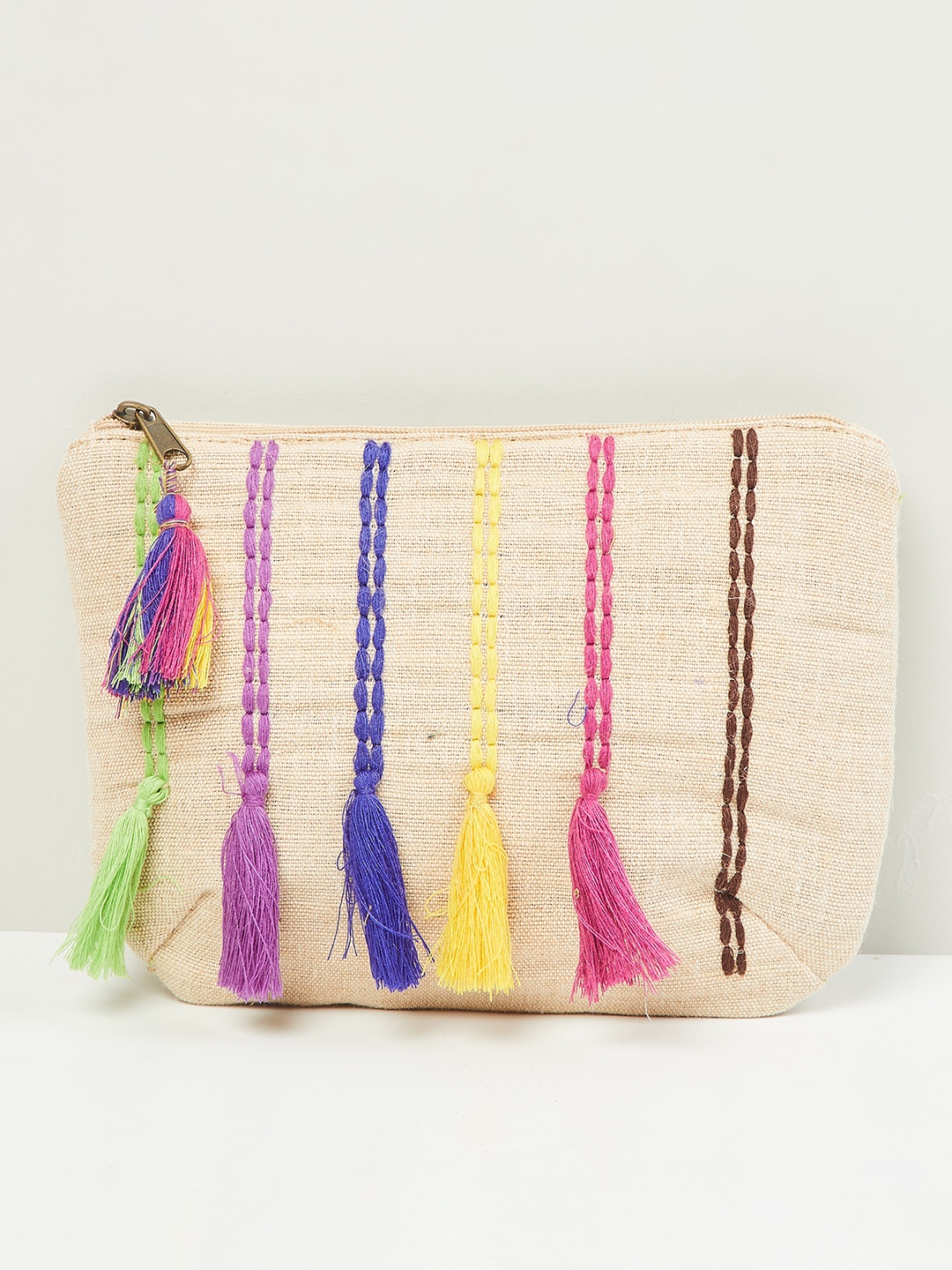 

max Women Embroidered Pouch, Beige