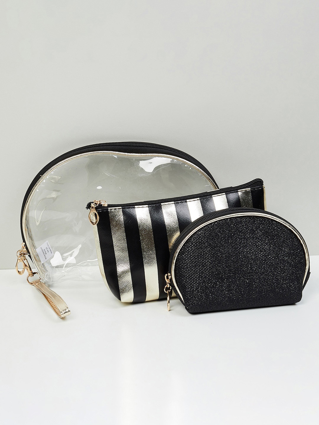 

max Women Set of 3 Printed Pouch, Black