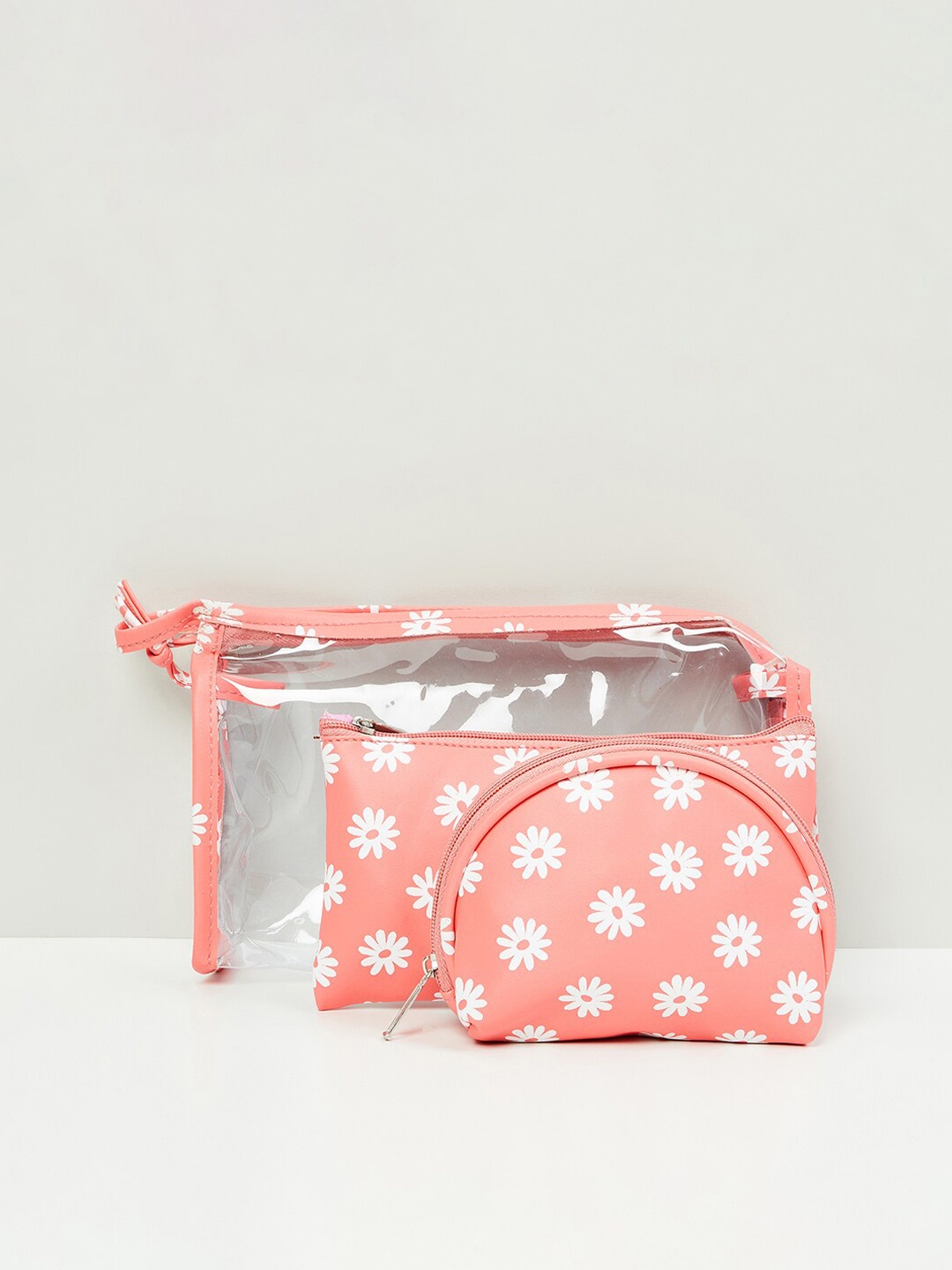 

max Women Printed Zip-Closure Pouch - Set of 3, Pink