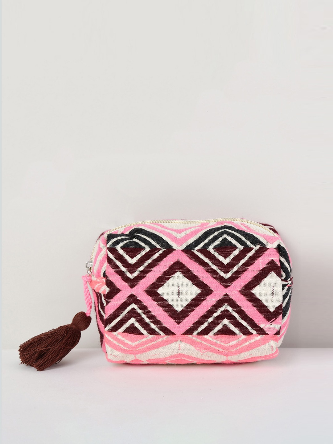 

max Women Geometric Print Zip-Closure Pouch, Pink
