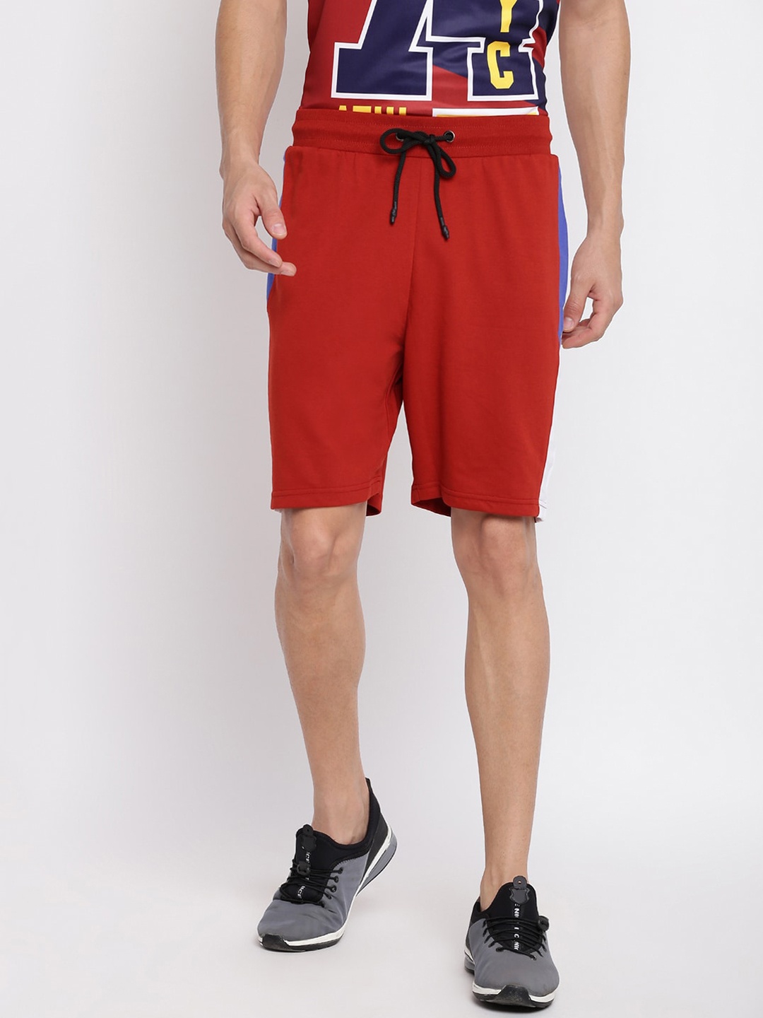 

abof Men Colourblocked Sports Shorts, Red