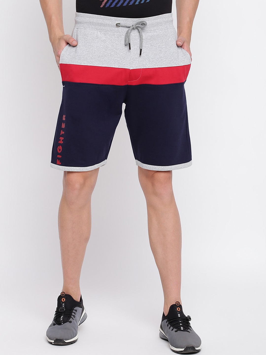 

abof Men Colourblocked Shorts, Blue