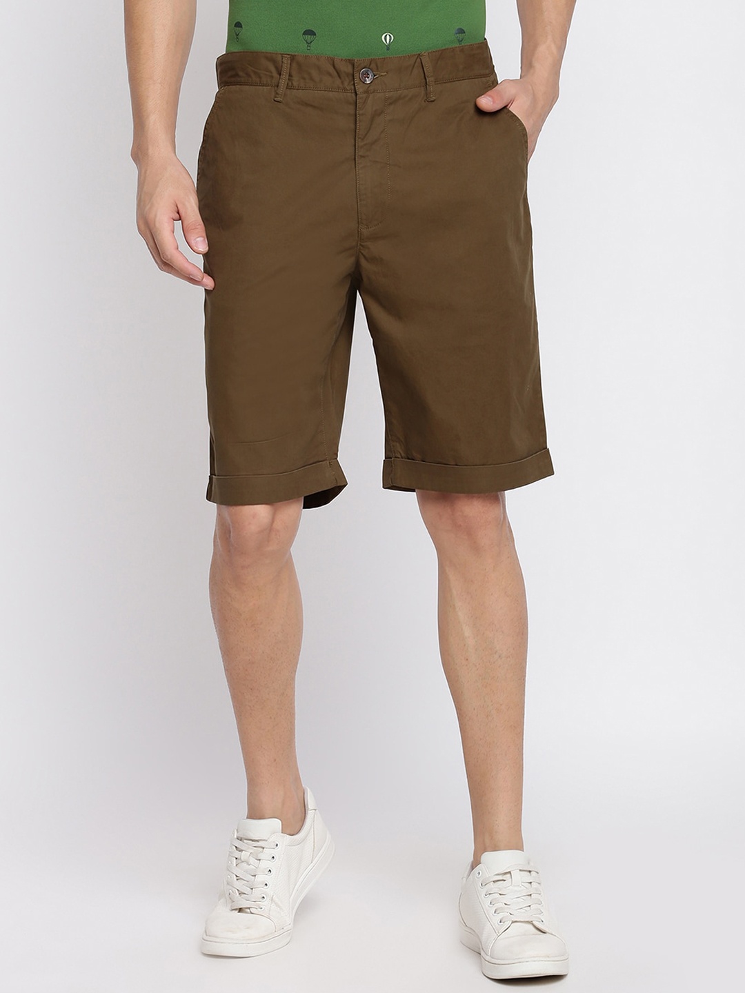

abof Men Solid Shorts, Brown