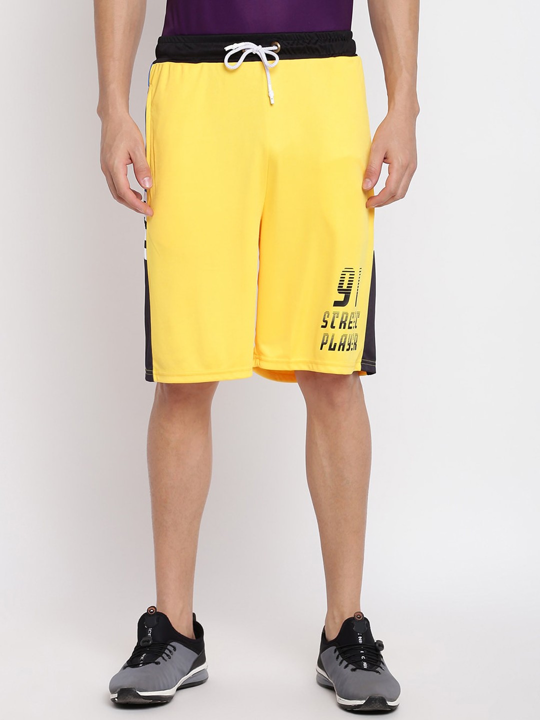

abof Men Colourblocked Regular Fit Cotton Sports Shorts, Yellow