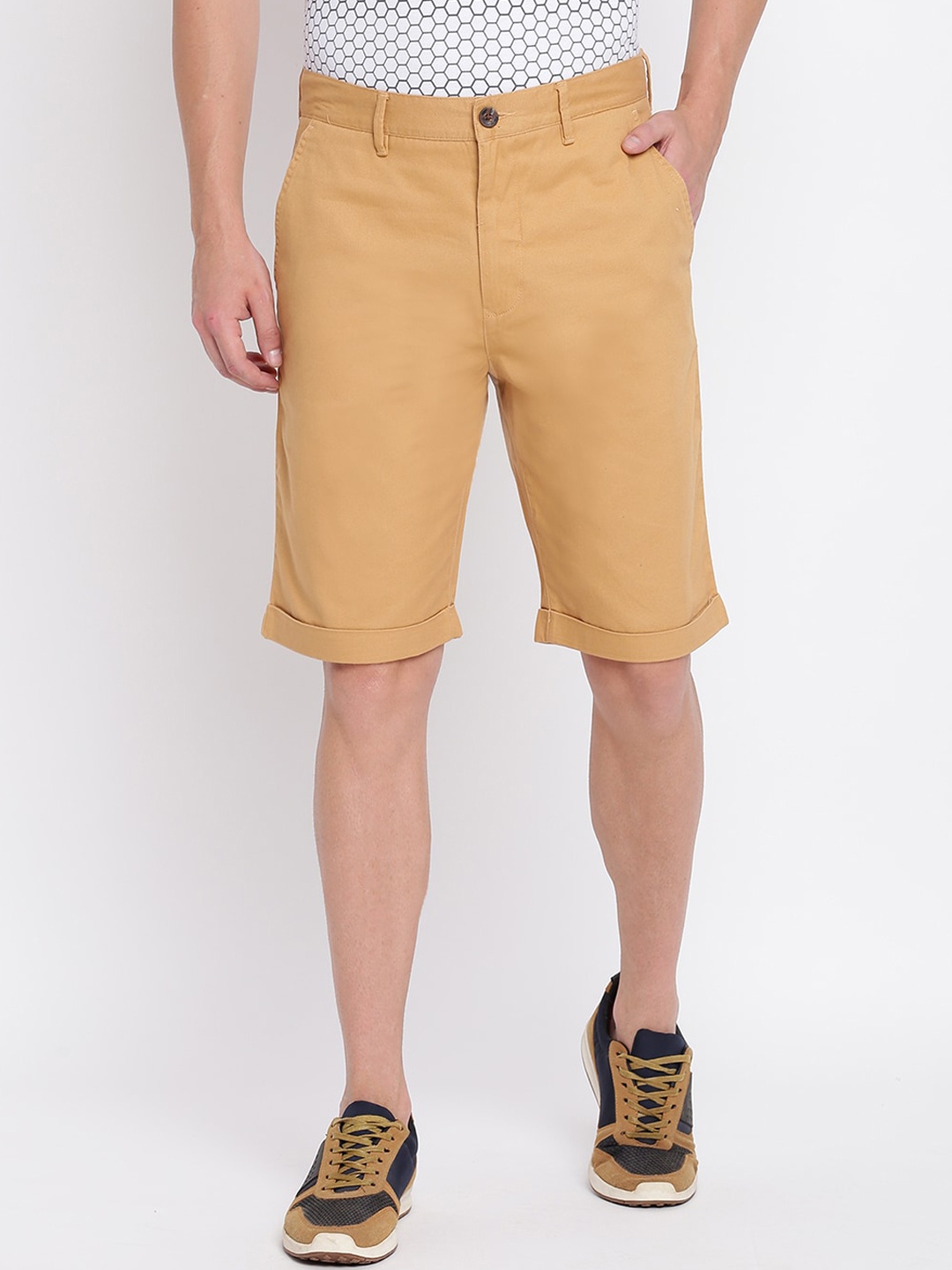 

abof Men Solid Regular Fit Cotton Shorts, Camel brown