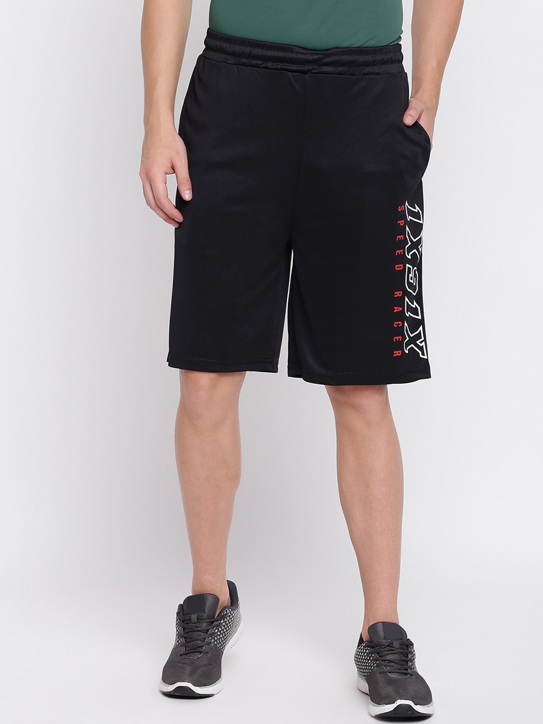 

abof Men Typography Printed Regular Fit Sports Shorts, Black