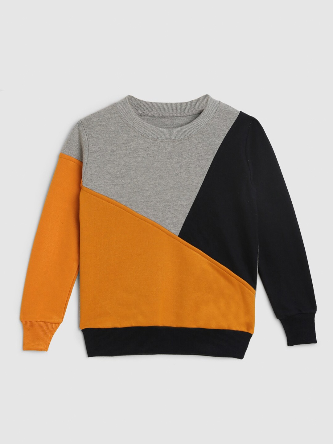 

HERE&NOW Boys Yellow & Grey Colourblocked Sweatshirt