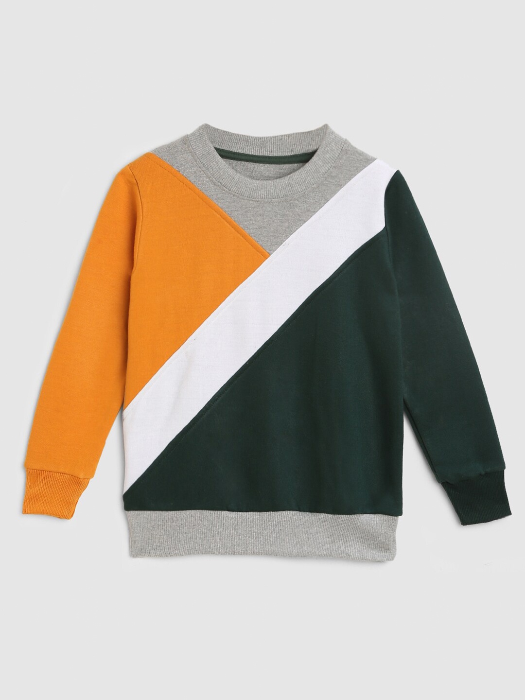 

HERE&NOW Boys Grey & Yellow Colourblocked Sweatshirt