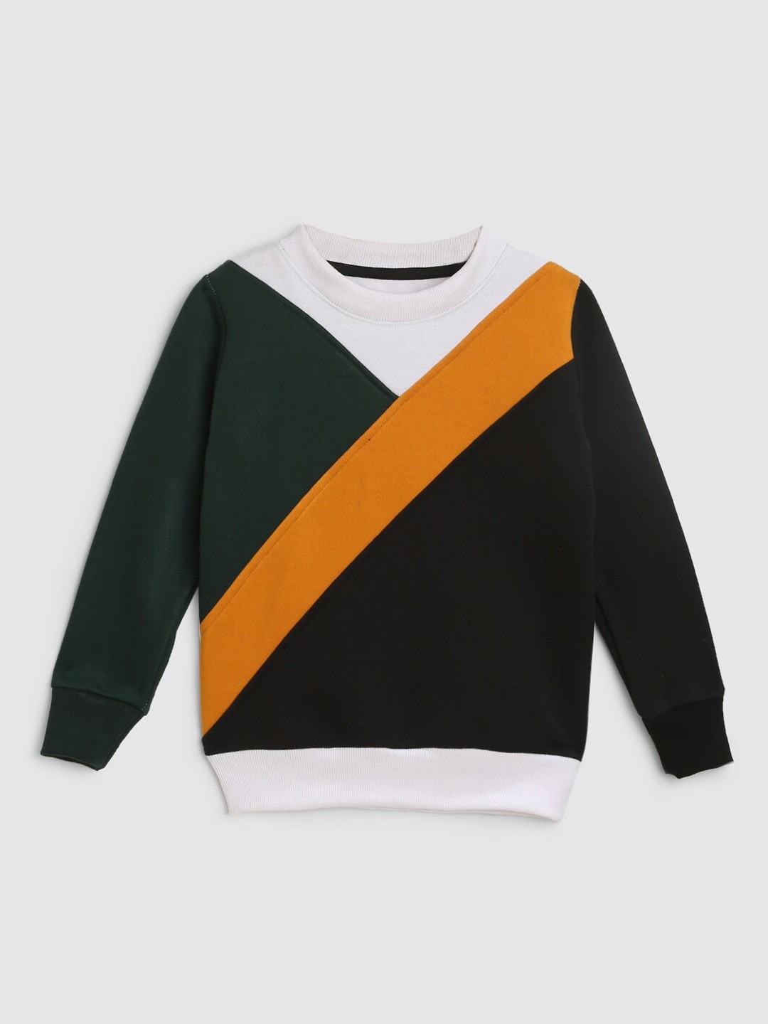 

HERE&NOW Boys Green & Black Colourblocked Sweatshirt
