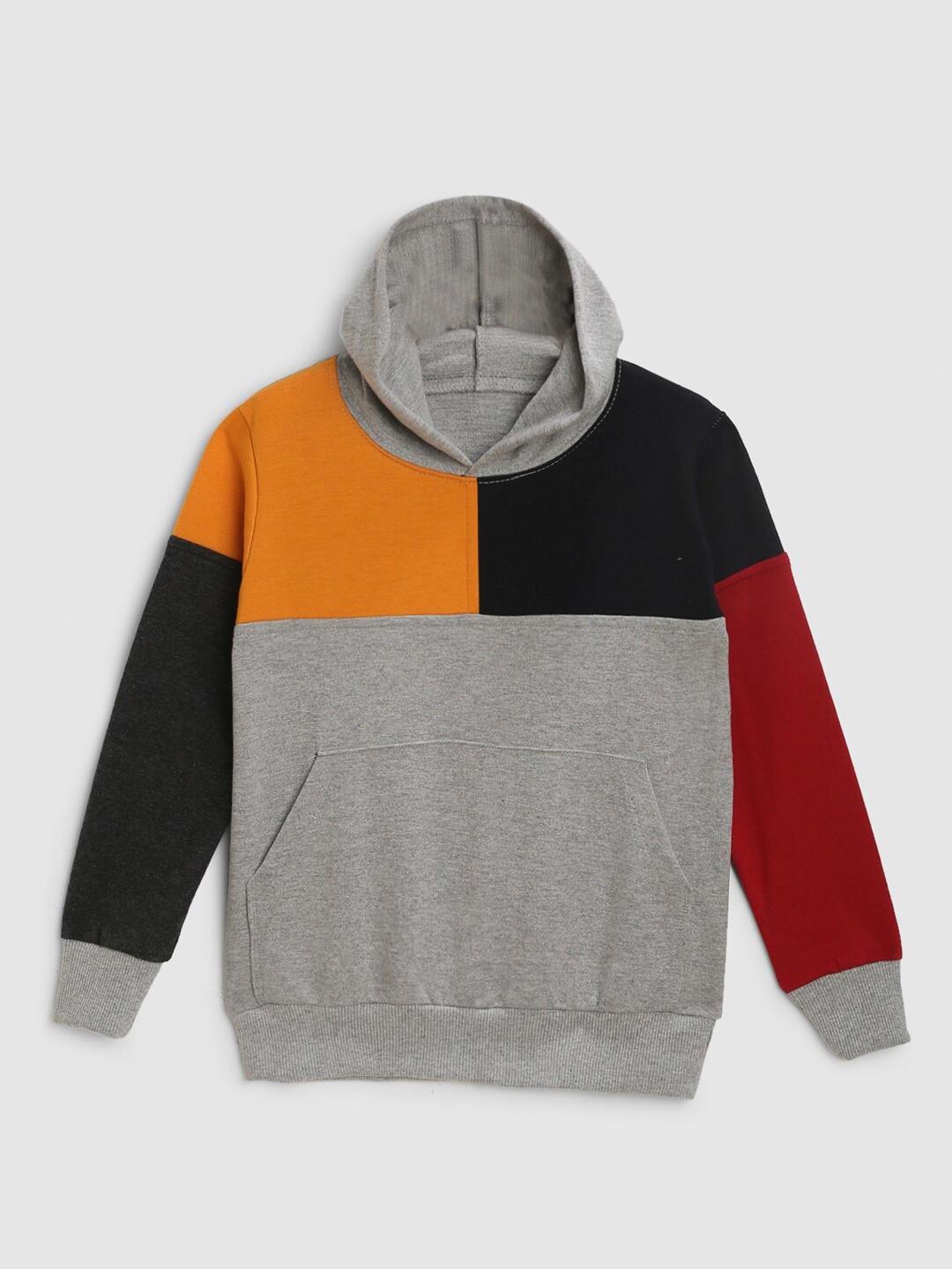 

HERE&NOW Boys Yellow Colourblocked Hooded Sweatshirt
