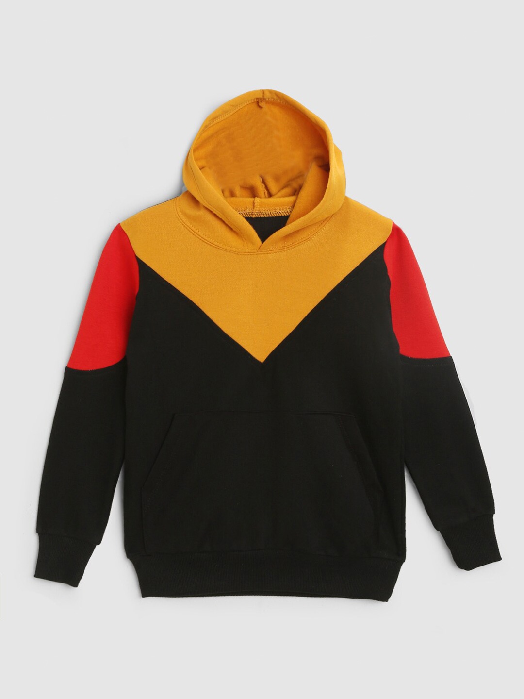

HERE&NOW Boys Yellow Colourblocked Hooded Sweatshirt