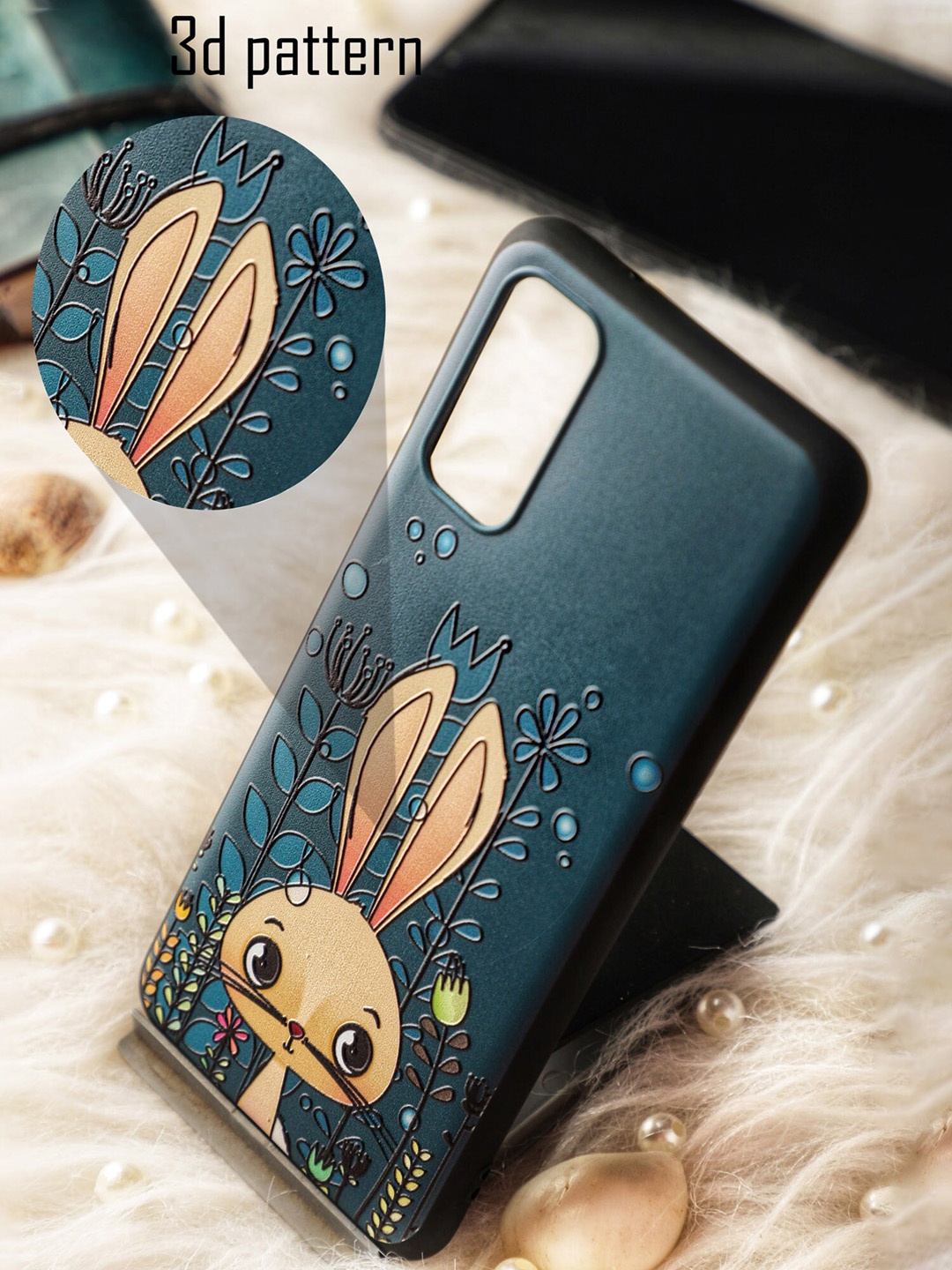 

DOOBNOOB Teal Blue Printed Bunny Rabbit Samsung Galaxy S21 Phone Back Case