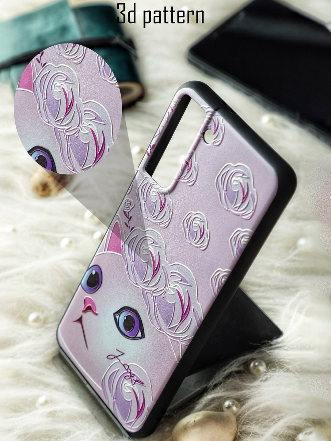 

DOOBNOOB Lavender Rose Flower Kitty 3D Patterned OnePlus 8T Back Case