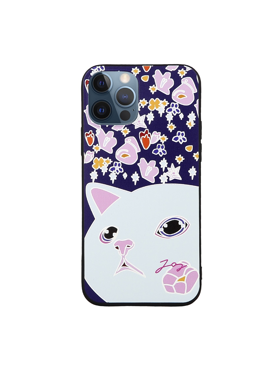

DOOBNOOB Violet Kitty Blossom 3D Patterned iPhone 12 Pro Max Back Case
