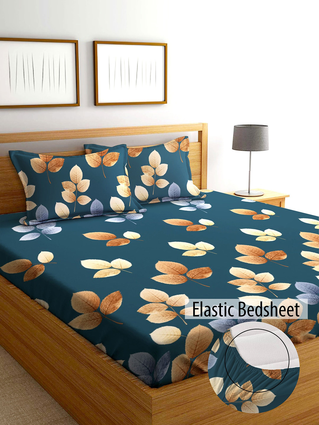 

AEROHAVEN Green & Brown Printed Cotton 210 TC King Bedsheet with 2 Pillow Covers