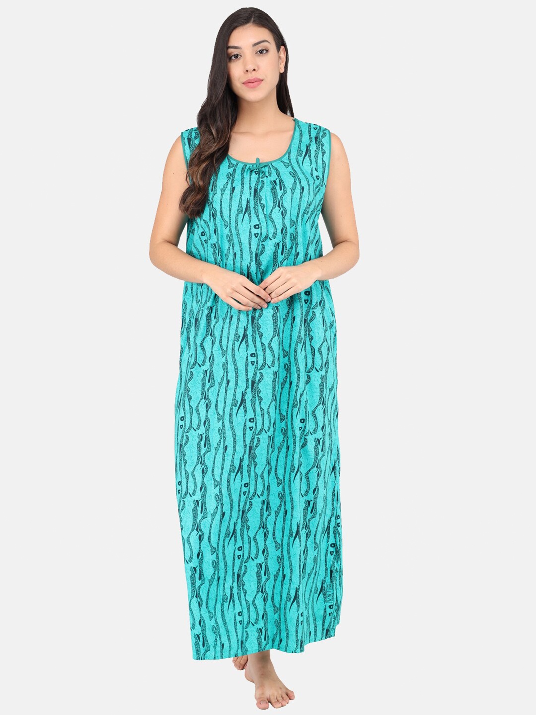 

Shararat Green Printed Maxi Nightdress