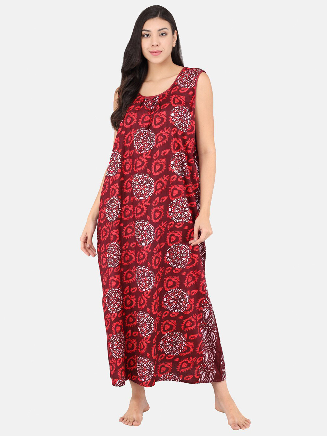 

Shararat Red Printed Maxi Nightdress