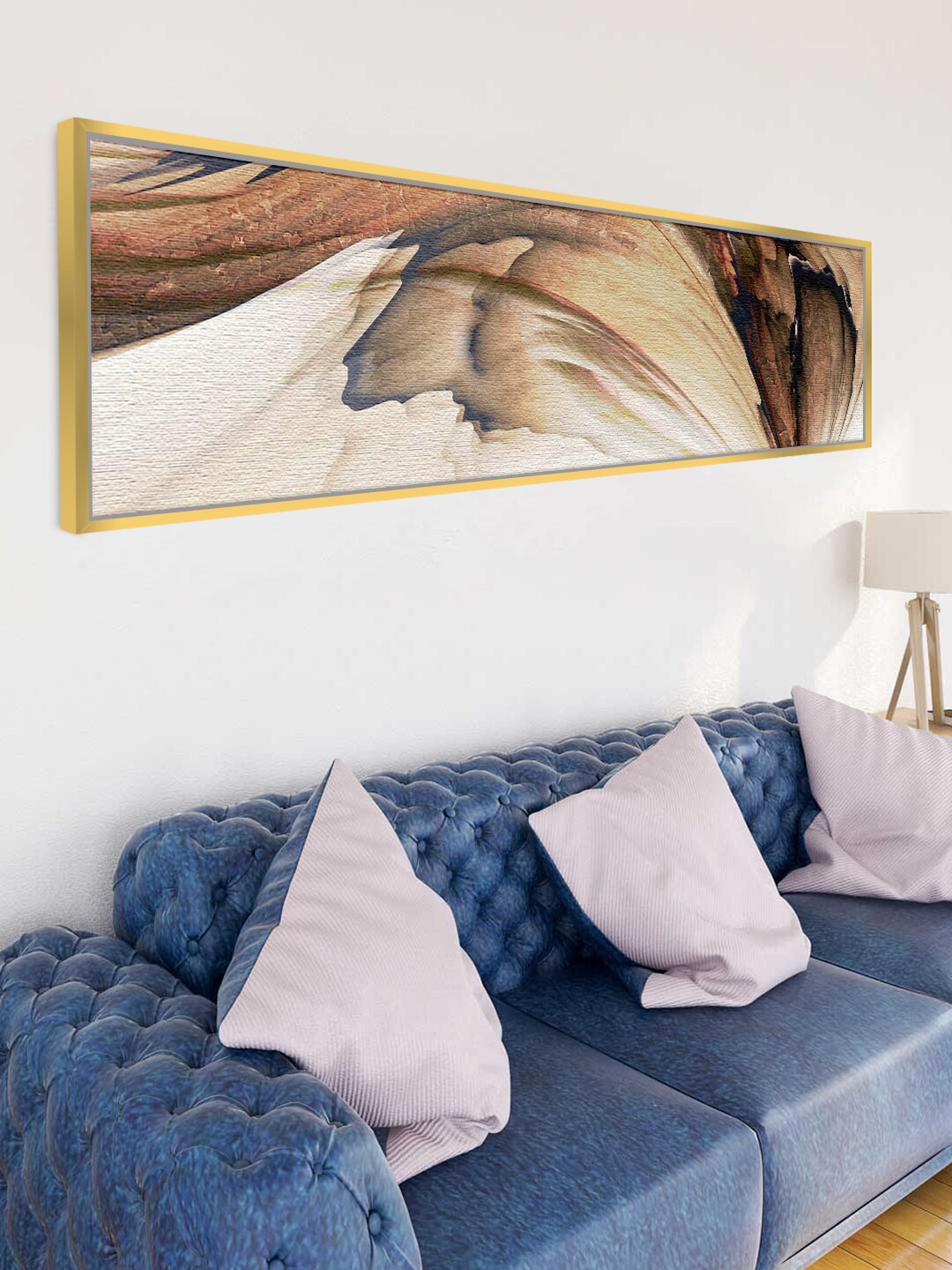 

Art Street White & Brown Abstract Wave Feather Color Framed Canvas Wall Art