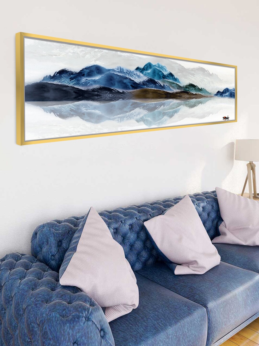 

Art Street White & Blue Scenic Mountain & Lake Canvas Framed Wall Art