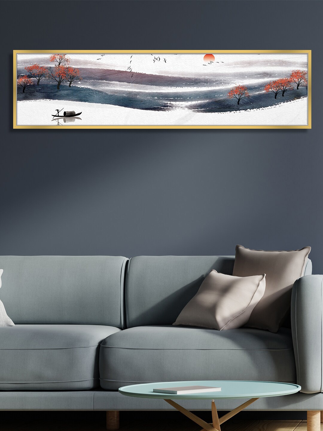 

Art Street White & Blue Scenic Lake Canvas Painting Wall Art