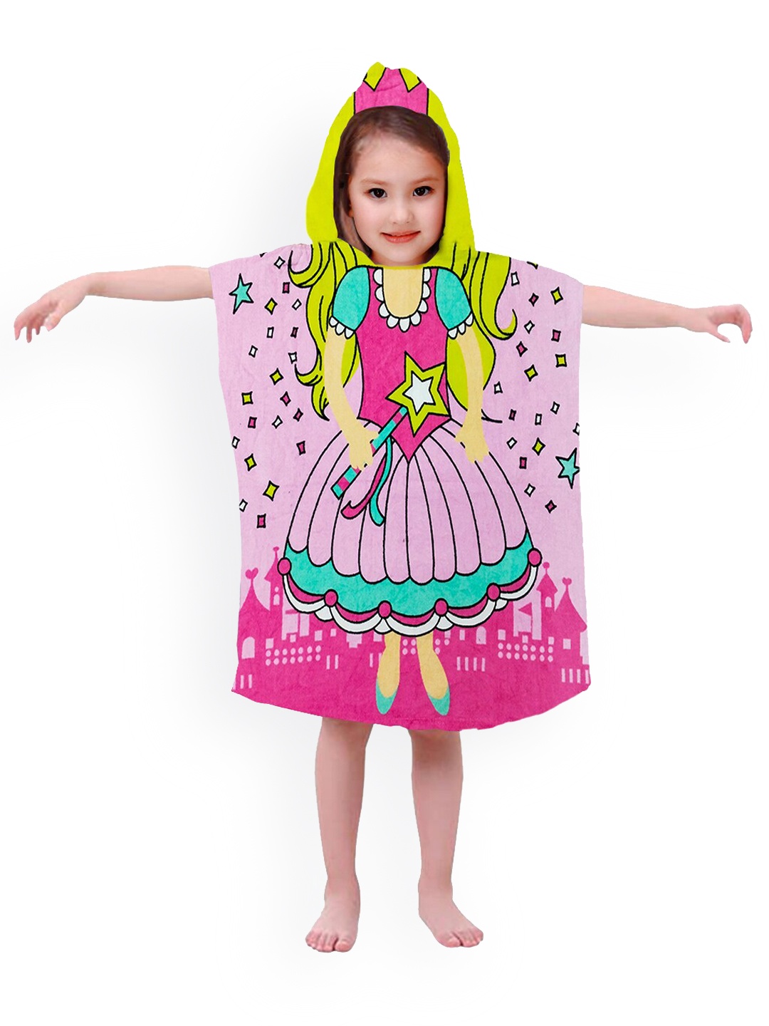 

Athom Trendz Kids Pink & Green Printed 350 GSM Cotton Bath Towel