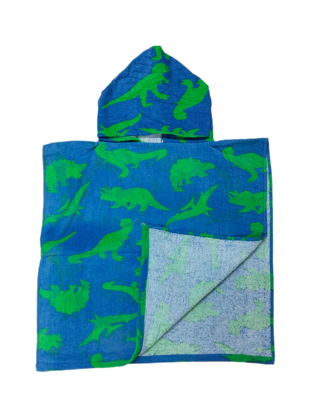 

Athom Trendz Kids Blue & Green Printed Pure Cotton 350 GSM Hooded Poncho Towel