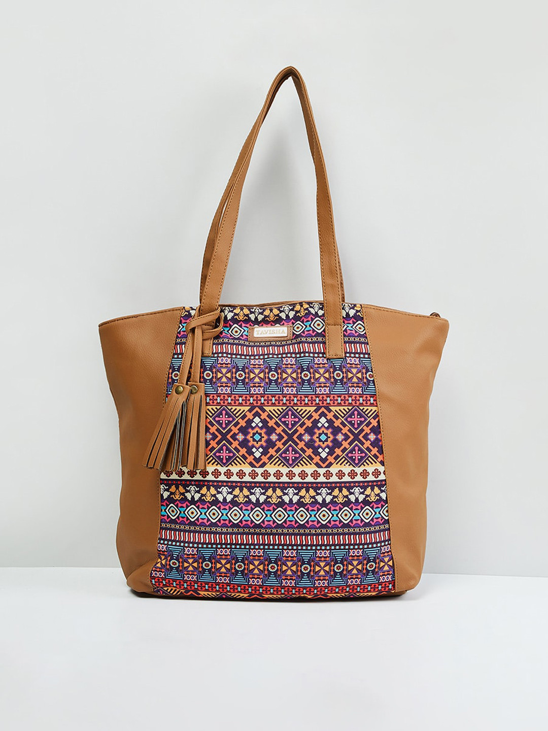 

max Women Printed Tote Bag, Brown
