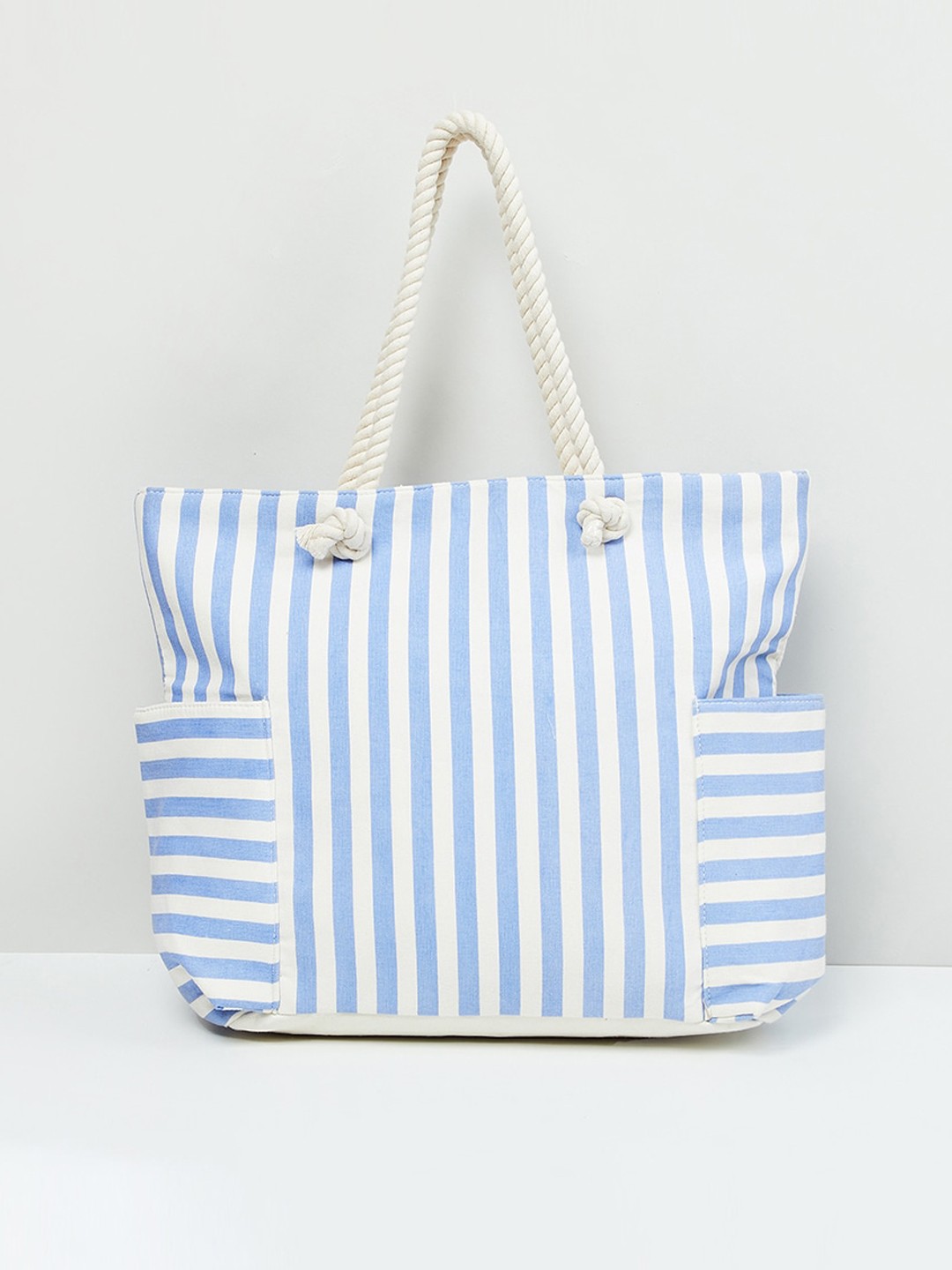 

max Women Striped Tote Bag, Blue