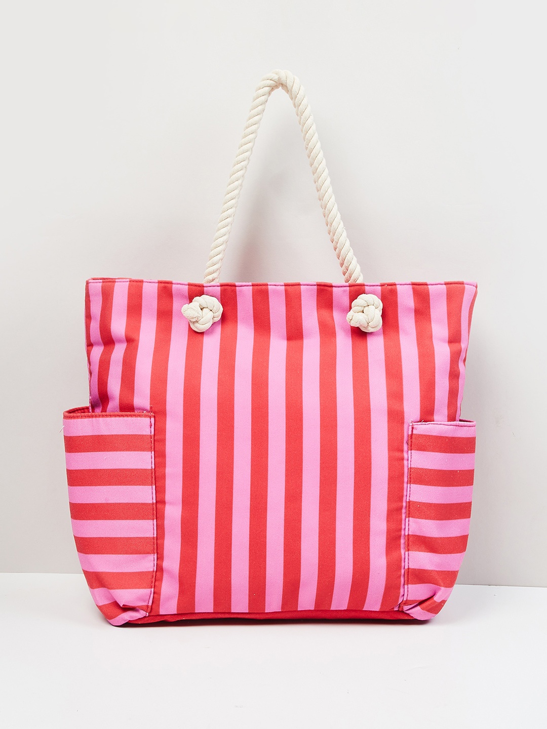 

max Women Striped Zip Closure Tote Bag, Pink