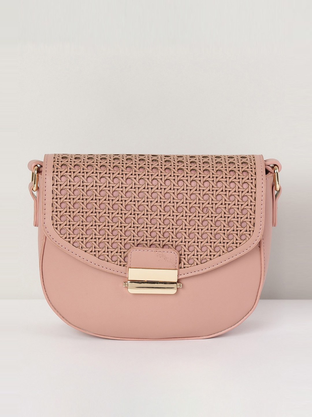 

max Women Perforated Flap Closure Sling Bag, Nude