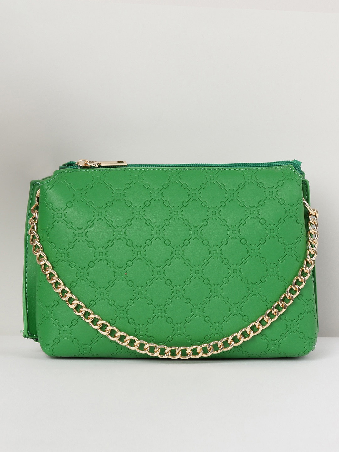 

max Women Textured Chain-Detailed Sling Bag, Green