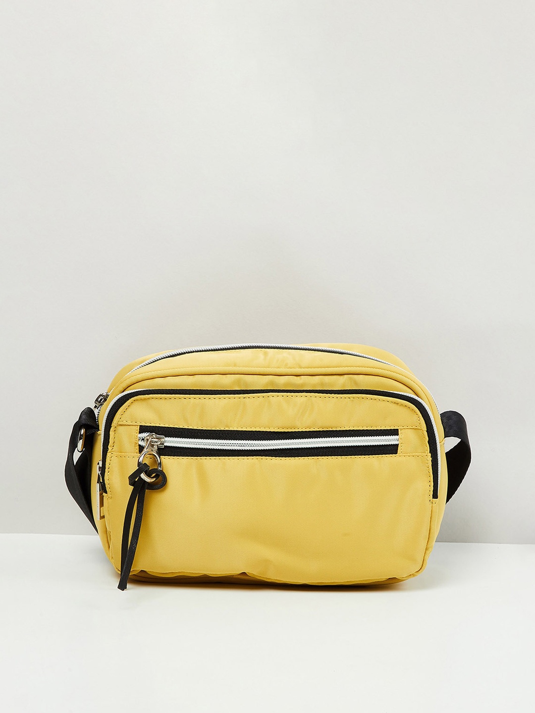 

max Women Solid Zip Closure Sling Bag, Yellow