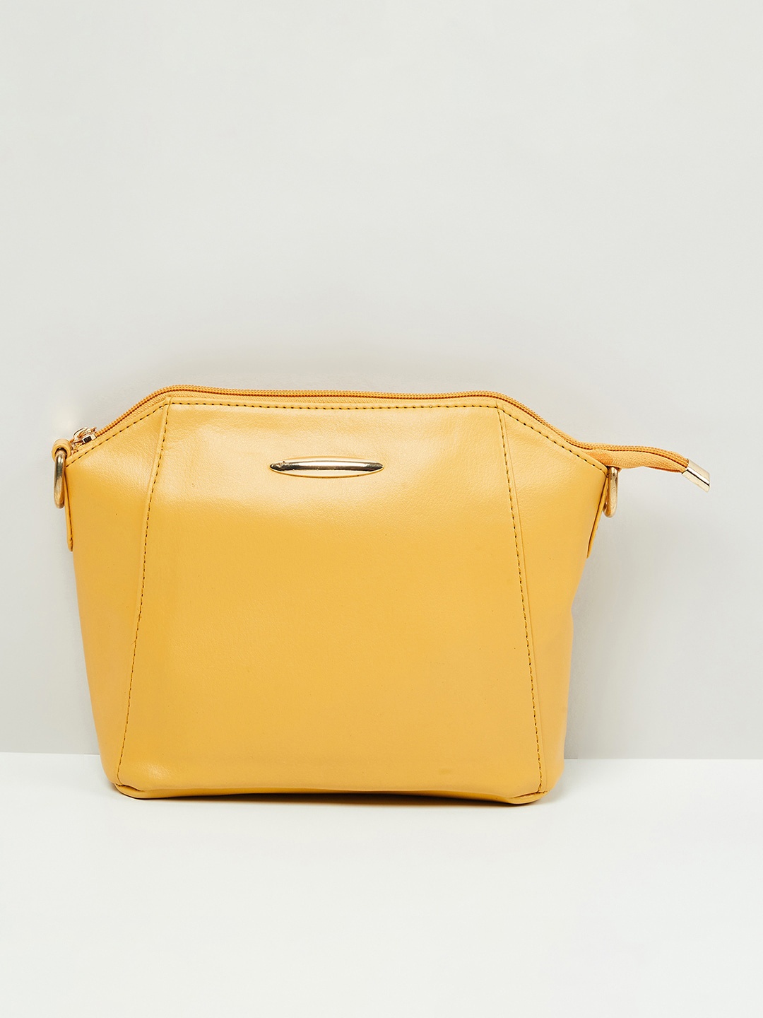 

max Women Solid Zip-Closure Sling Bag, Mustard