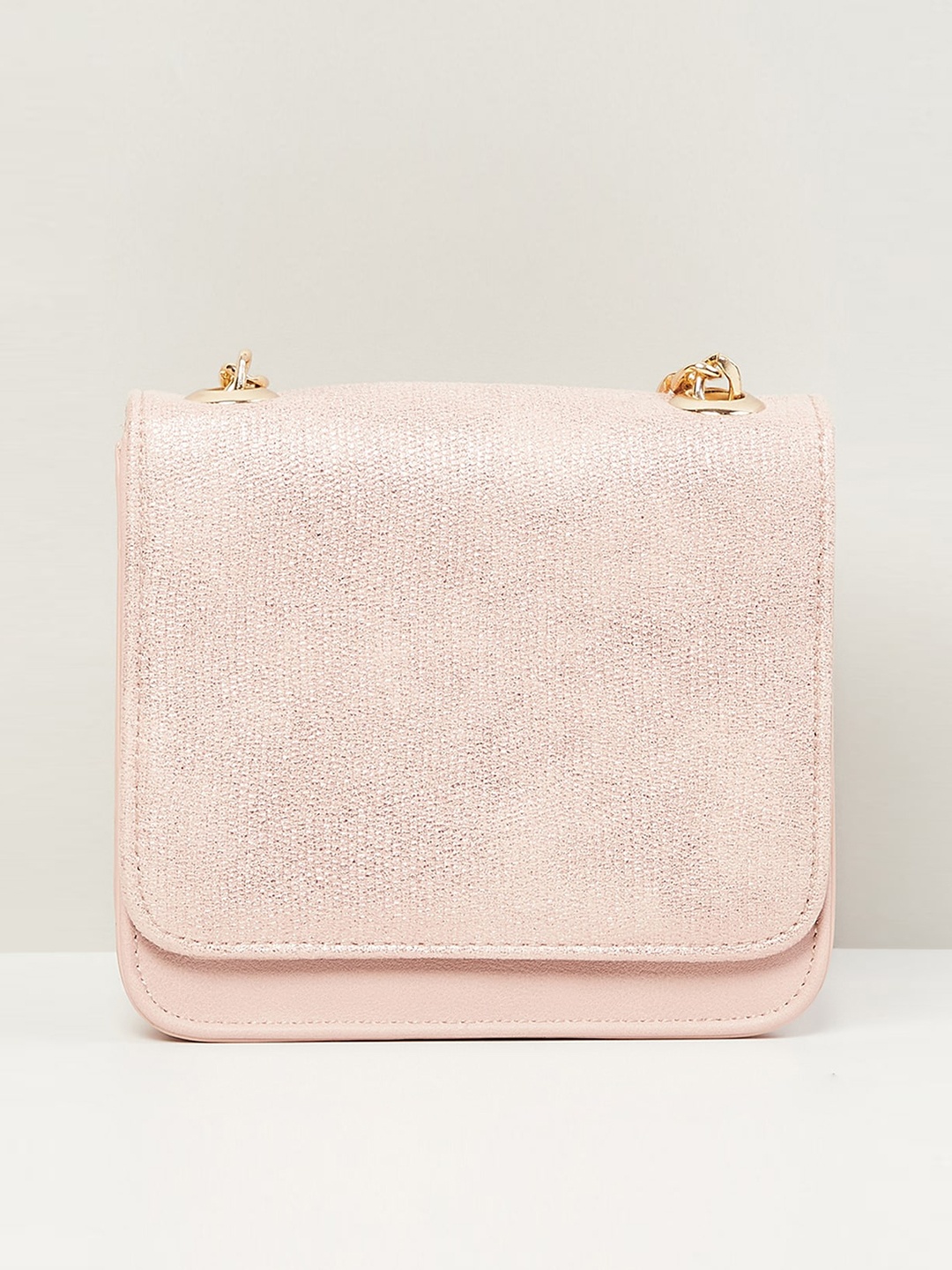 

max Women Textured Sling Bag with Detachable Strap, Peach