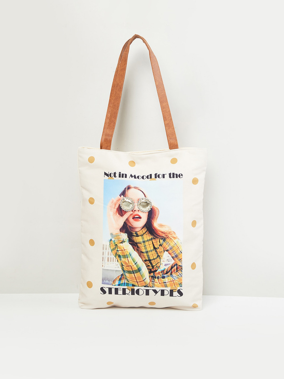 

max Women Graphic Print Tote Bag, Off white