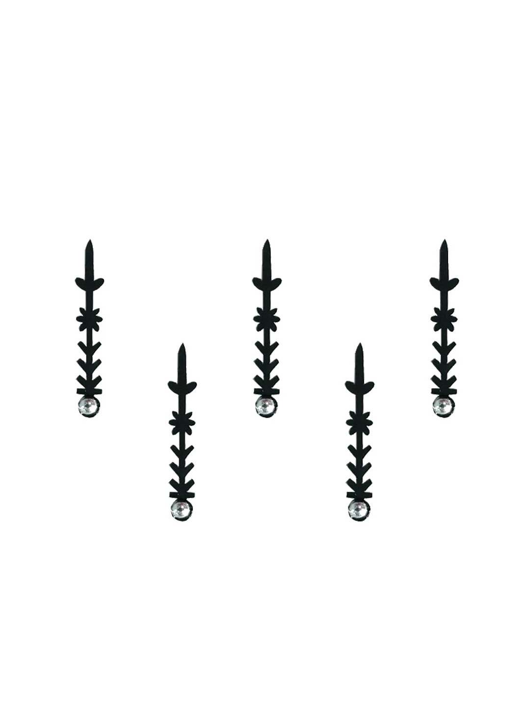 

Comet Busters 5 Pcs Embellished Reusable Designer Bindis - Black