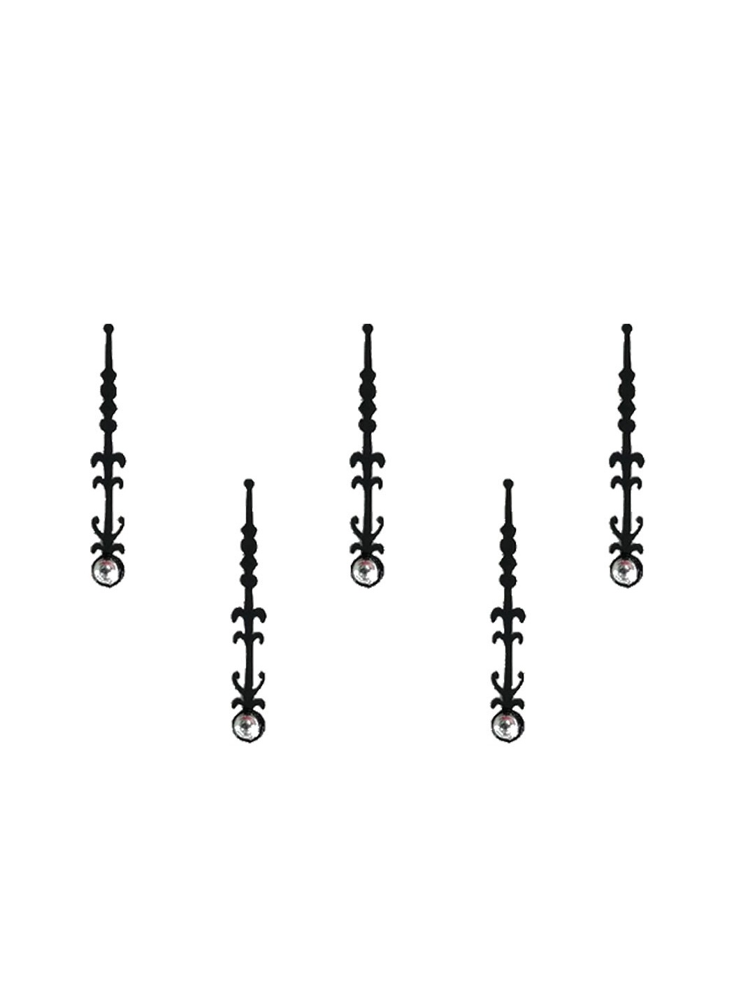 

Comet Busters 5 Pcs Embellished Reusable Designer Bindis - Black