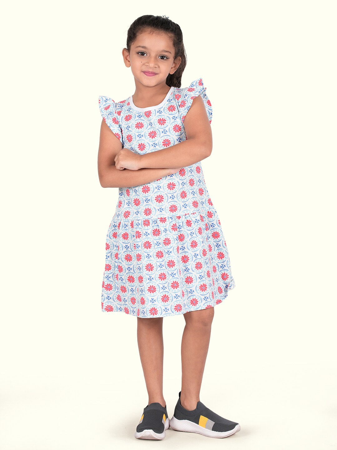 

Zalio Blue Floral Pure Cotton A-Line Dress