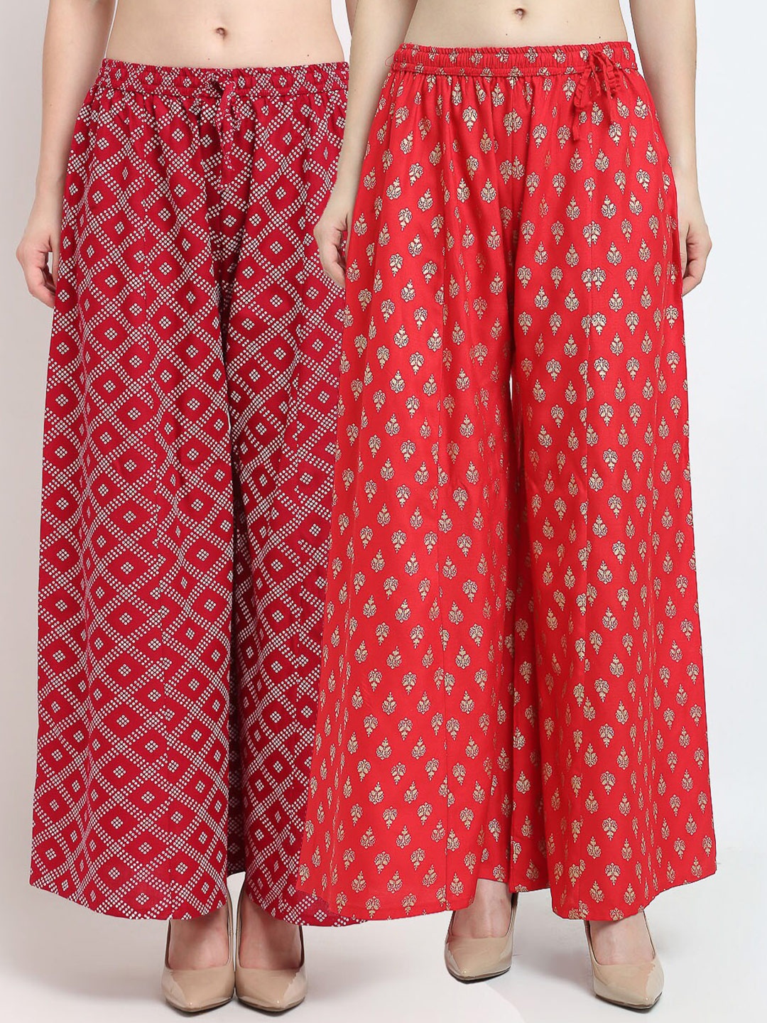 

GRACIT Women Maroon & Red 2 Printed Knitted Ethnic Palazzos