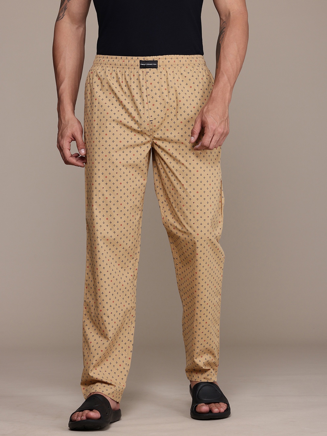 

FCUK Men Pure Cotton Nautica Printed Lounge Pants, Khaki