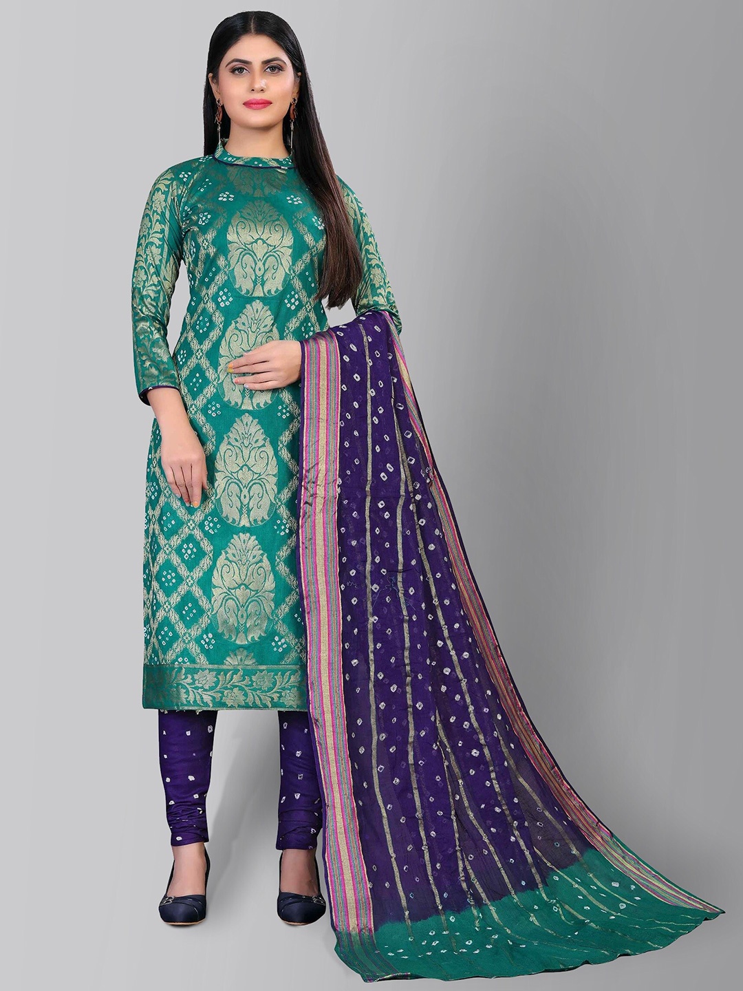 

Divine International Trading Co Turquoise Blue & White Dyed Unstitched Dress Material