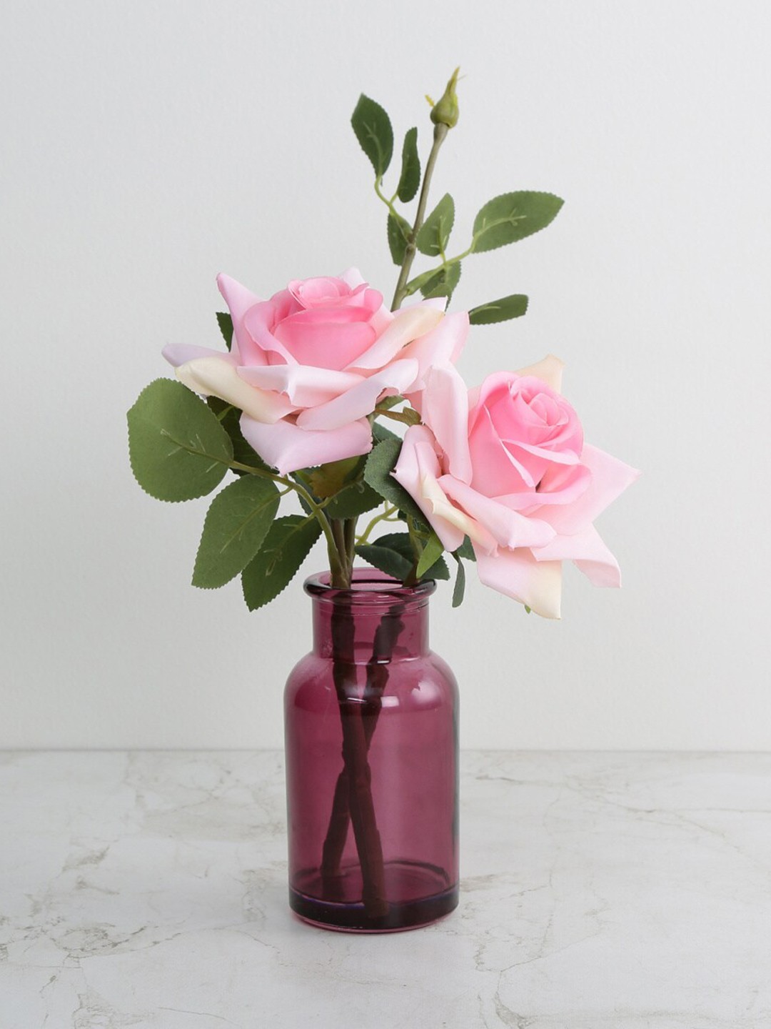 

Home Centre Gardenia Artificial Rose Plant With Bottle, Pink