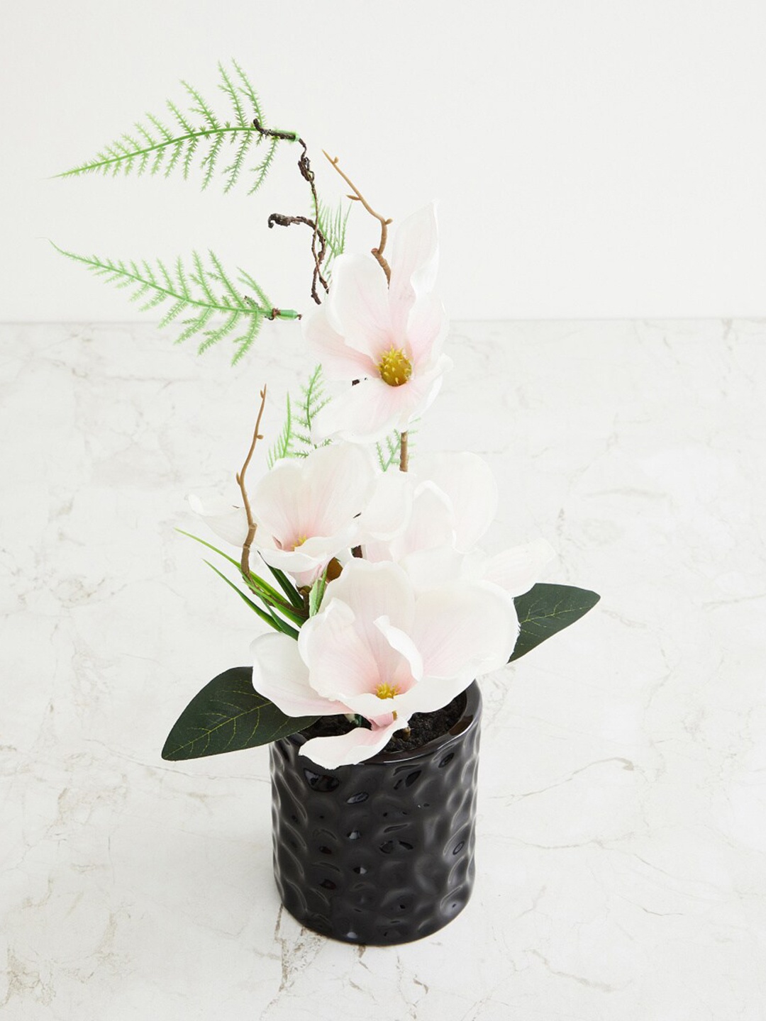 

Home Centre Gardenia Artificial Magnolia Ceramic Textured Pot, Pink