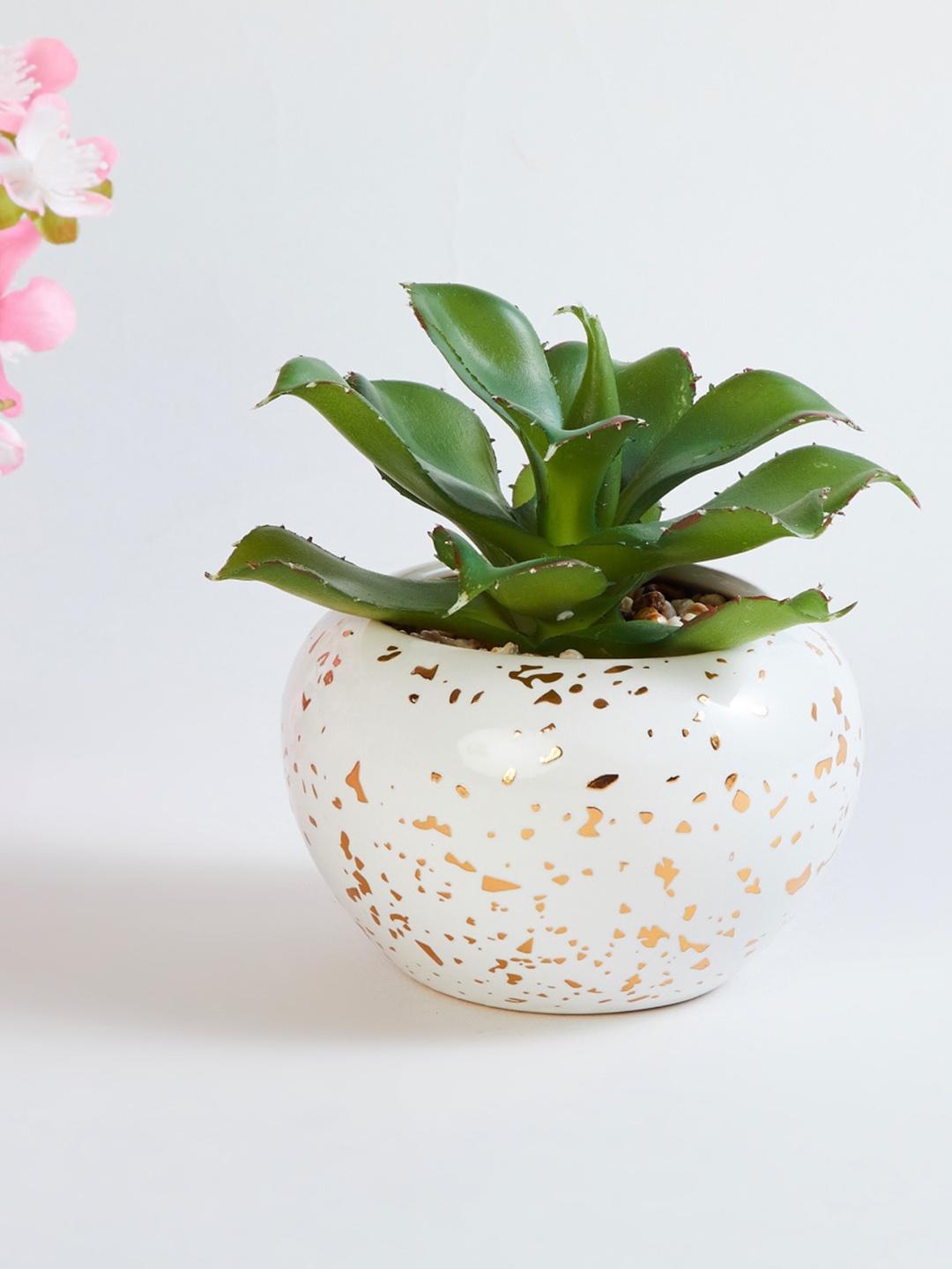 

Home Centre Eternity Printed Ceramic Artificial Potted Plant, White