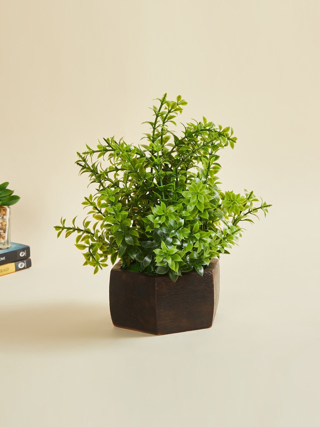 

Home Decor Fiesta Flurry Artificial Plant with Wooden Pot, Green