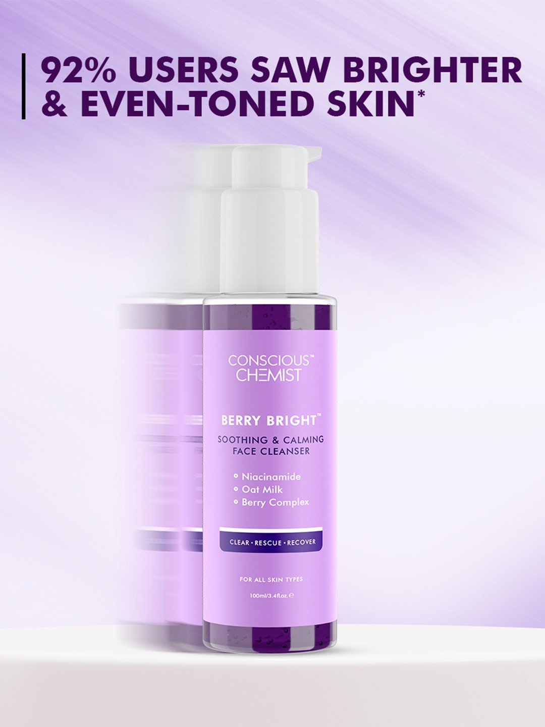 Conscious Chemist Niacinamide Pore Refining Face Wash for Dryness & Dullness - 100ml, Purple