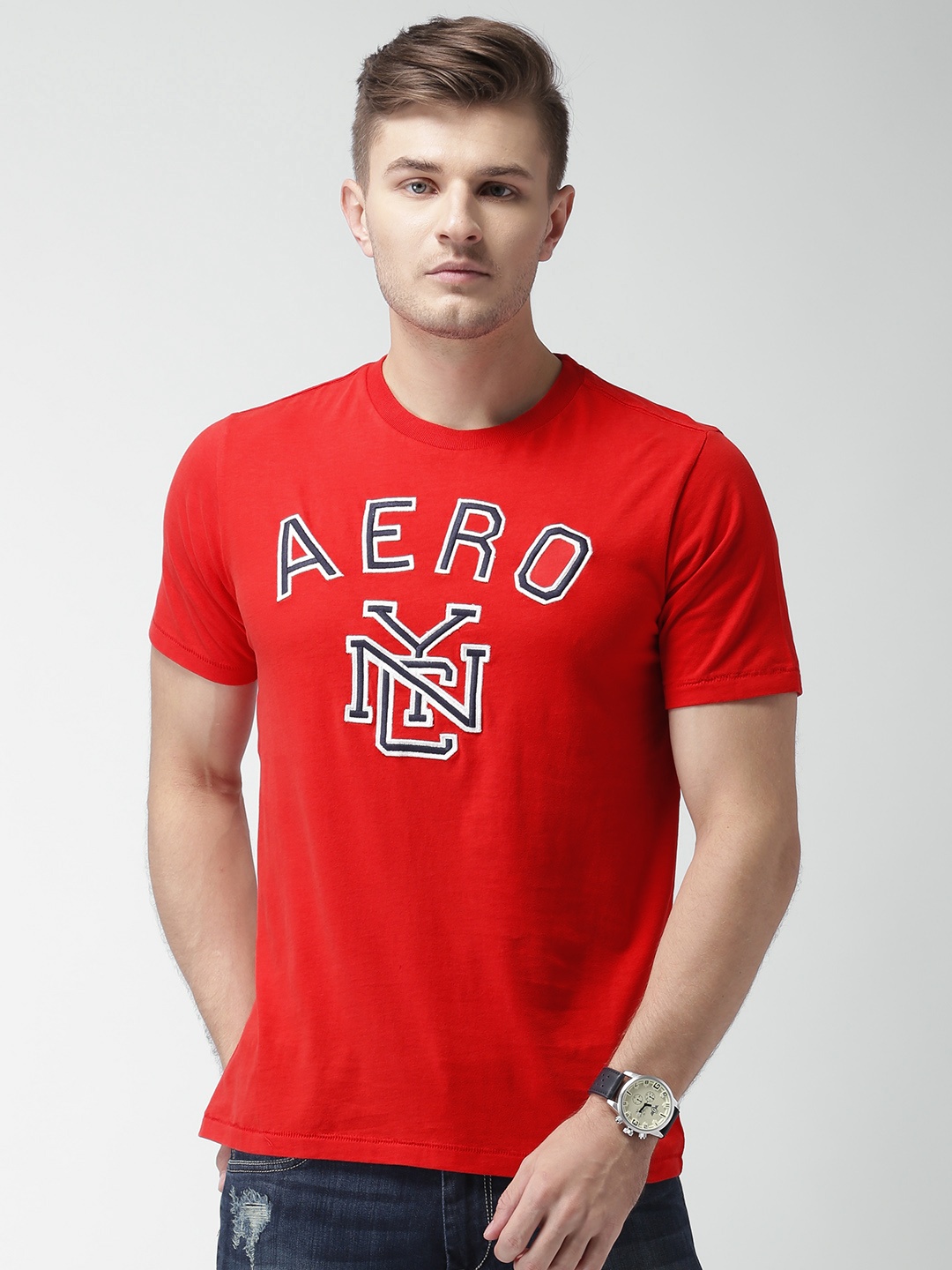 

Aeropostale Men Red Printed Round Neck T-shirt